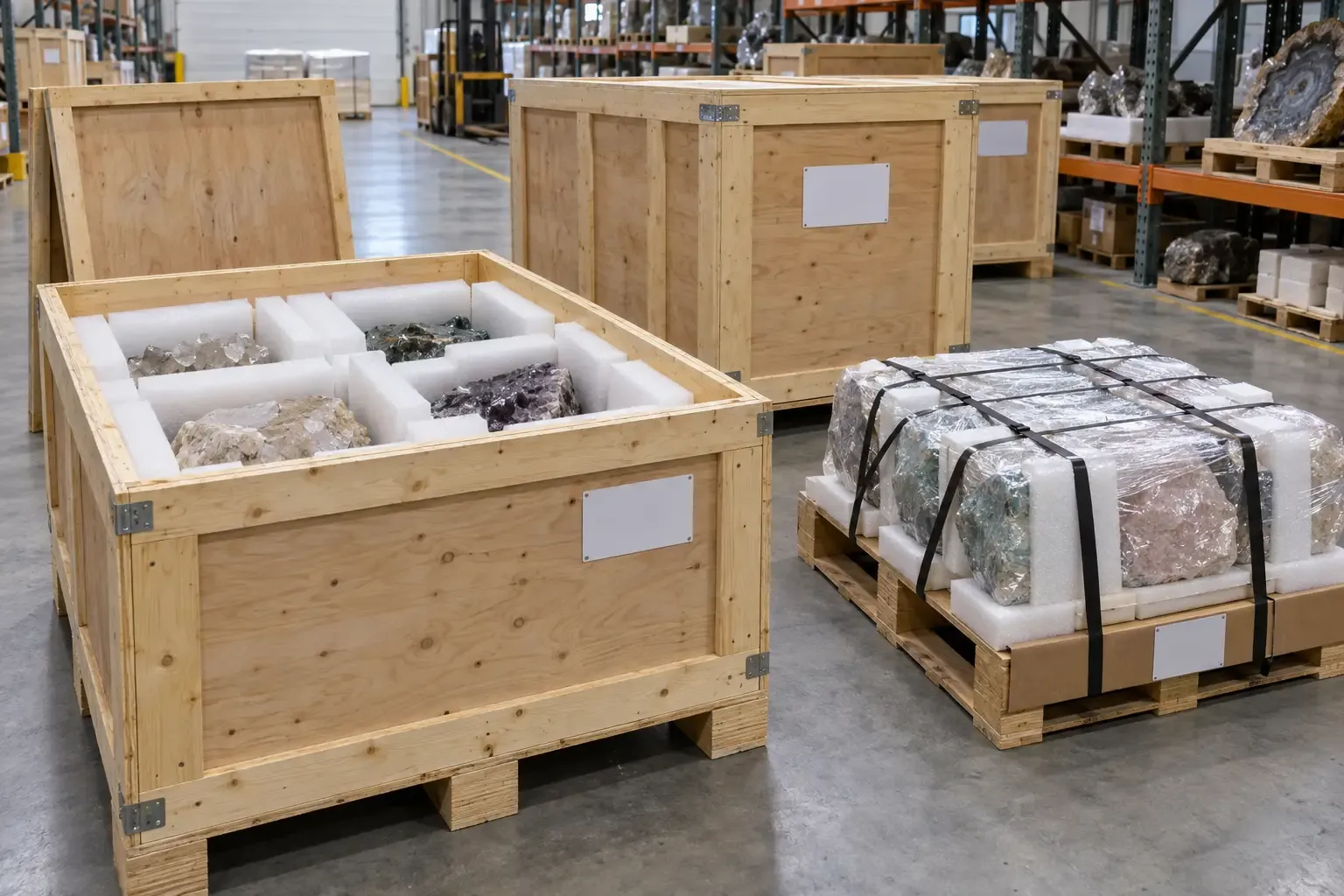 Export packing, crates, and logistics preparation